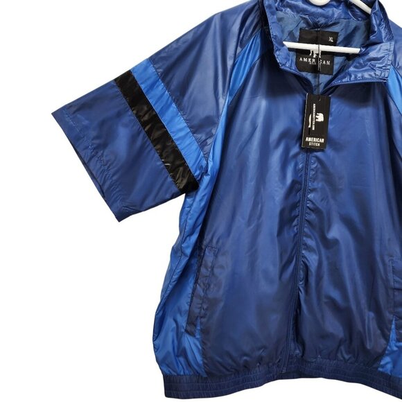 Short Sleeve Mens size XL Full Zip Jacket Blue Black Golf Windbreaker NEW - Picture 5 of 13